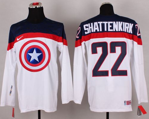 Olympic Team USA #22 Kevin Shattenkirk White Captain America Fashion Stitched NHL Jersey - Click Image to Close